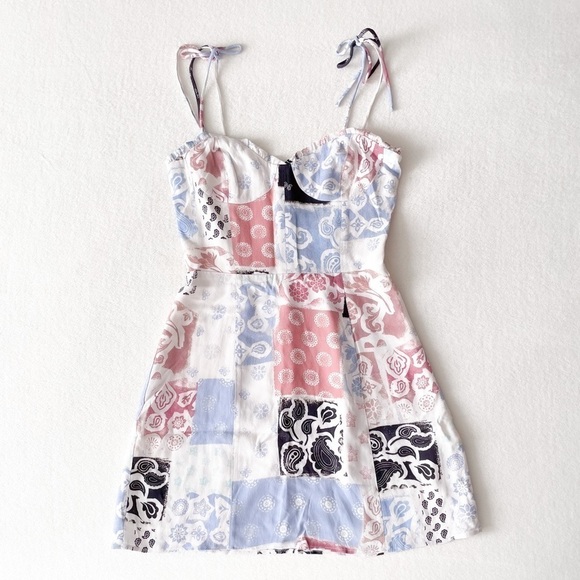 Aritzia Patchwork Mini Dress - Pink, Blue, Black - Picture 3 of 13